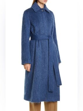 Vince 10 wool-mohair belted coat Dark Azurite blue